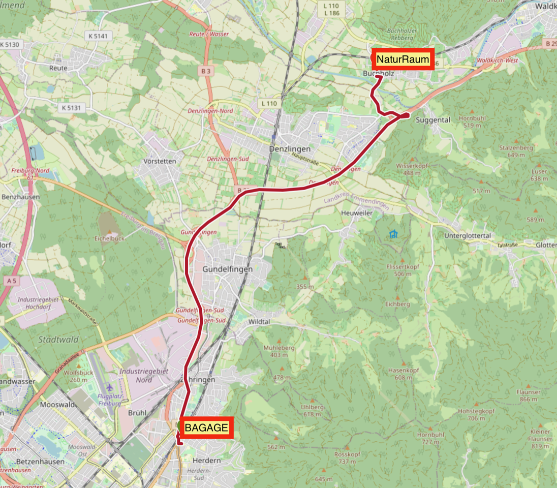 Naturraum OSM Route von FR
